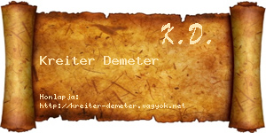 Kreiter Demeter névjegykártya